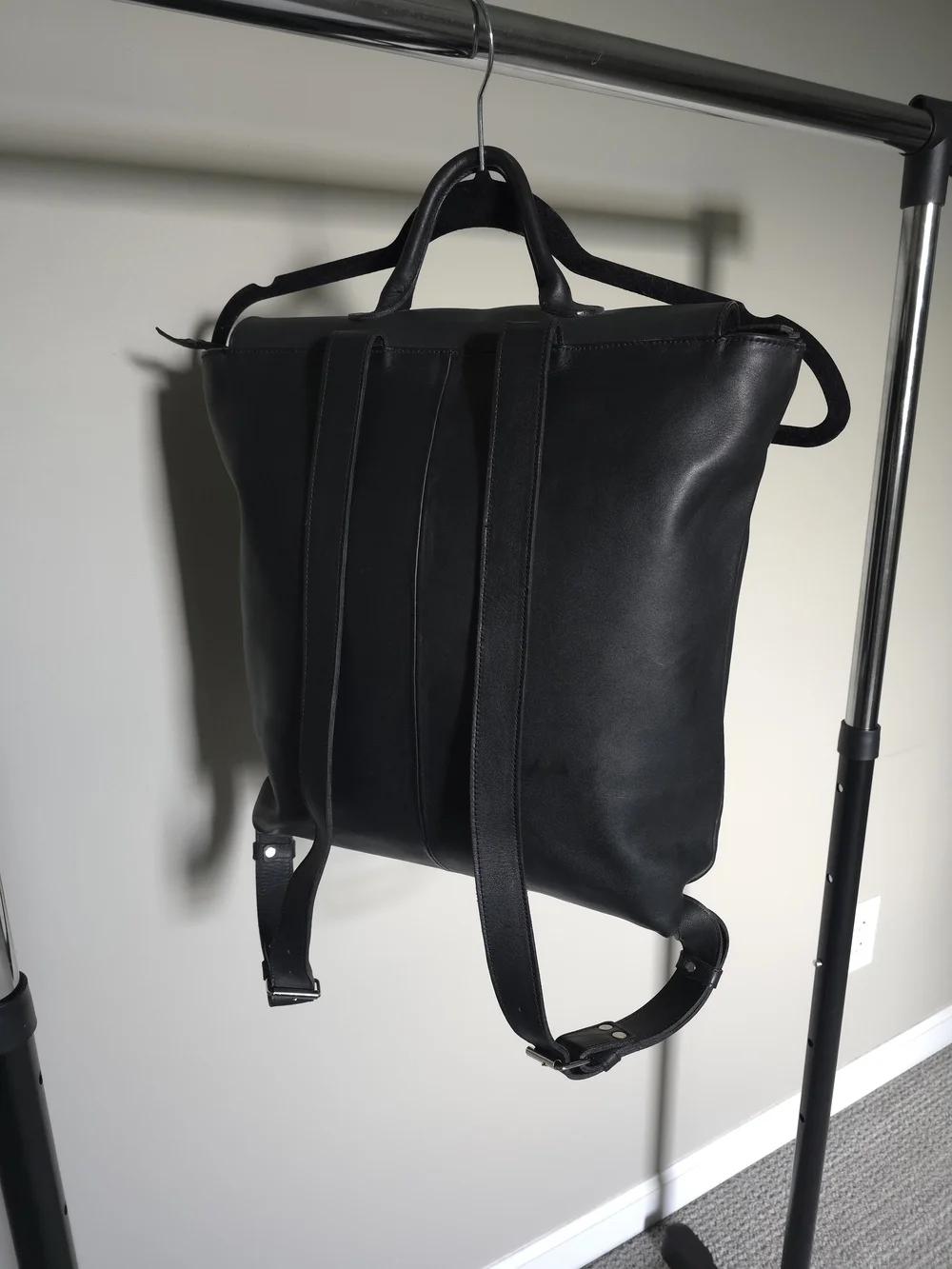 Black Leather & Suede Unisex Backpack, Handmade